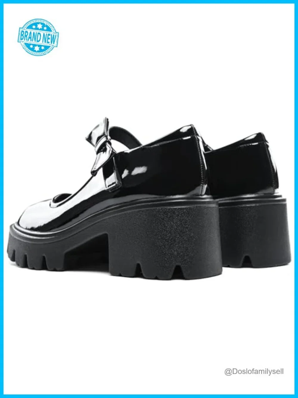 Mary Jane Platform Pumps Chunky Block Heel Patent-Like Pump, 2.55-Inch Heel,